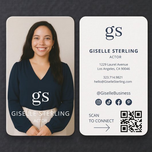 Carte De Visite Actor Photo QR Code Professional