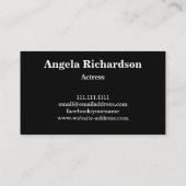 Carte De Visite Actors and Models Modern Minimalist Business Card (Dos)