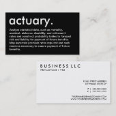 Carte De Visite actuaire. (avec la description) (Devant / Derrière)