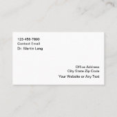 Carte De Visite Acupuncture Alternative Chinese Medicine (Dos)