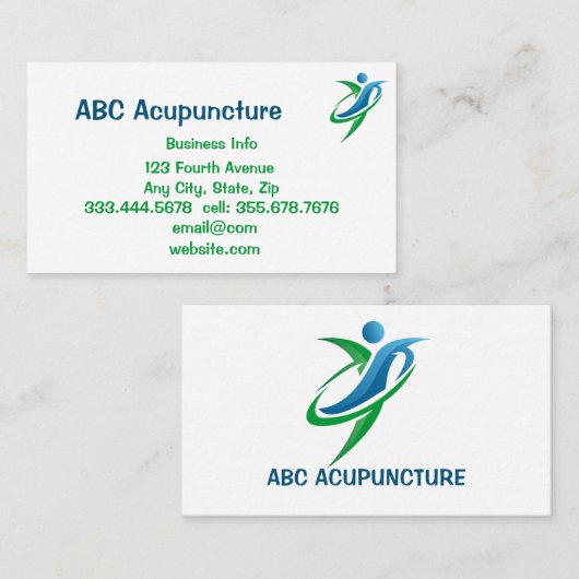 Carte De Visite ACUPUNCTURE Alternative holistique Intégrale (Devant / Derrière)