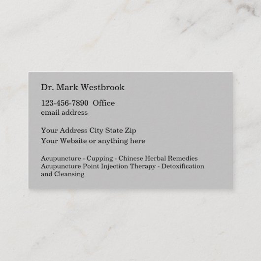 Carte De Visite Acupuncture moderne à deux côtés (Dos)