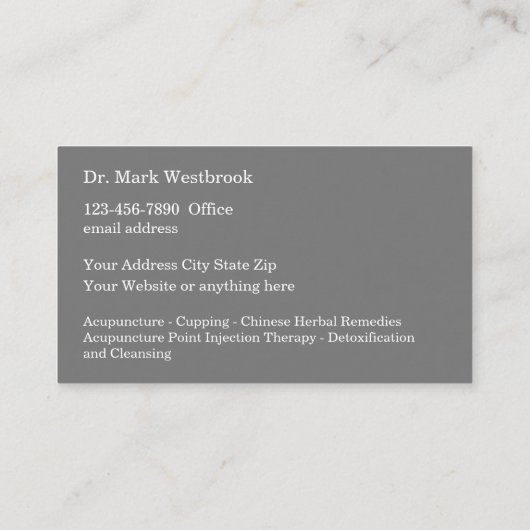 Carte De Visite Acupuncture Moderne Design (Dos)
