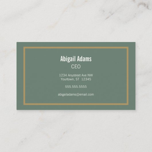 Carte De Visite Adaptable et professionnelle Vert et Or (Dos)