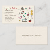 Carte De Visite Adaptation et modifications personnalisées Seamstr (Devant / Derrière)