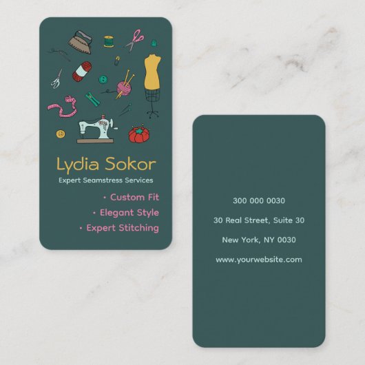 Carte De Visite Adaptation et modifications personnalisées Seamstr (Devant / Derrière)