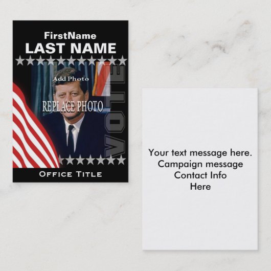 Carte De Visite Add Photo Campaign Template Business Card (Devant / Derrière)