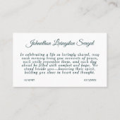 Carte De Visite Add Photo Custom Memorial (Dos)