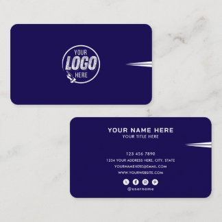 Carte De Visite Add Your Custom Logo Circle Professional Blue