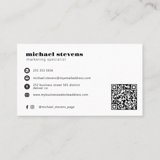Carte De Visite Add your logo modern professional QR code (Dos)