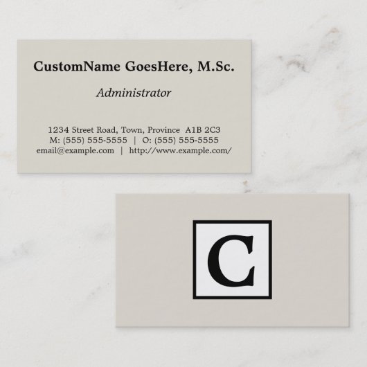 Carte de visite administrateur de mode ancien (Devant / Derrière)