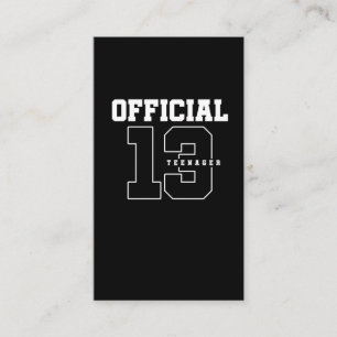 Carte De Visite Adolescent officiel 13e anniversaire Treize ans