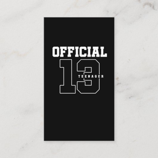 Carte De Visite Adolescent officiel 13e anniversaire Treize ans (Devant)