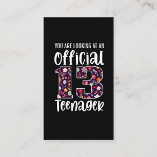 Carte De Visite Adolescente officielle 13 ans 13e anniversaire