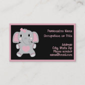 Carte De Visite Adorable Baby Elephant Pink Black Child Focused (Devant)