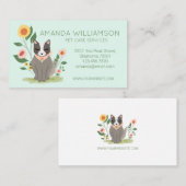 Carte De Visite Adorable Chat Floral Services de soins pour animau (Devant / Derrière)