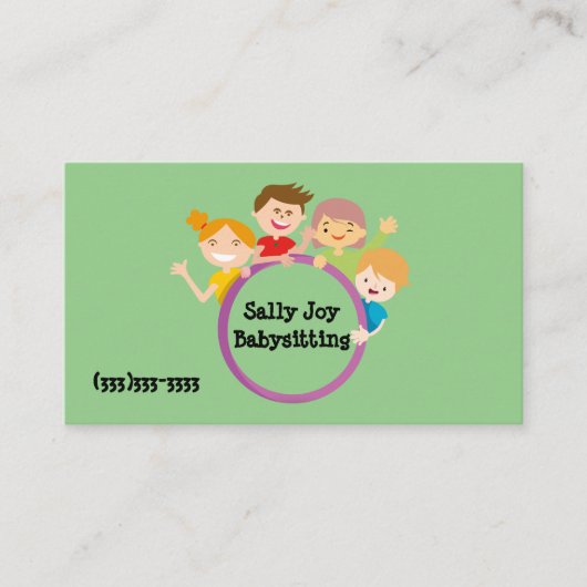 Carte De Visite Adorable Conception de Babysitting par des enfants (Devant)