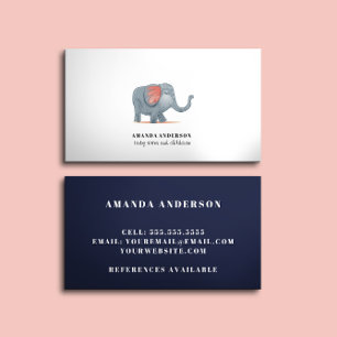 Carte De Visite adorable Eléphant mignonne Baby sitter garderie