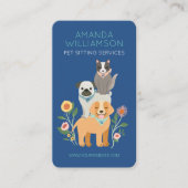 Carte De Visite Adorable Floral Chien & Chat Services de soins pou (Devant)