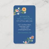 Carte De Visite Adorable Floral Chien & Chat Services de soins pou (Dos)