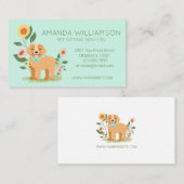 Carte De Visite Adorable Floral Chien Services de soins pour anima (Devant / Derrière)