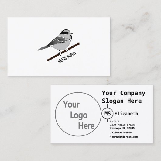 Carte De Visite Adorable Mountain Chickadee Bird Illustrated (Devant / Derrière)