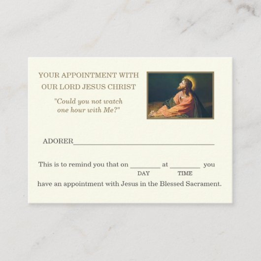 Carte De Visite Adoration eucharistique catholique Jésus Nominatio (Devant)