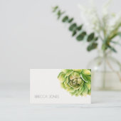 CARTE DE VISITE ADRESSE SUCCULENTE DE COULEUR D'EAU VERTE VIBRANTE (Debout devant)