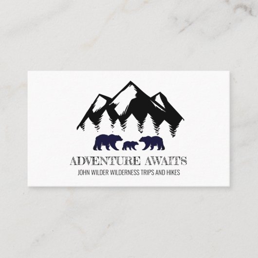 Carte De Visite Adventure Await Rustic Bears Wilderness Guide (Devant)