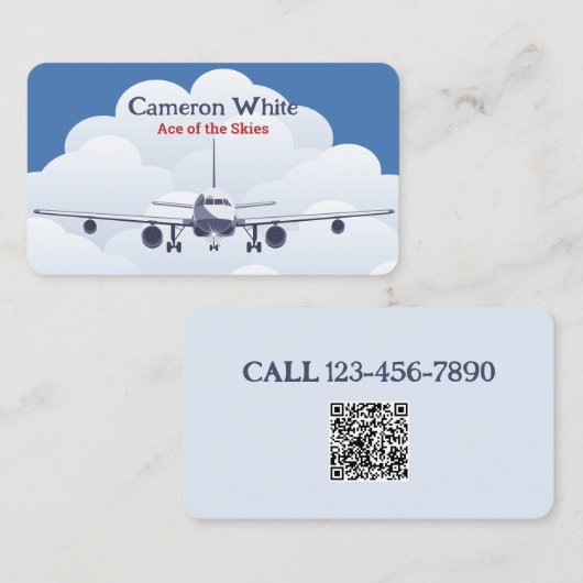 Carte De Visite Aéronef pilote personnalisé QR (Devant / Derrière)