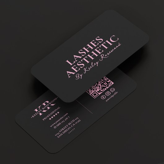 Carte De Visite Aesthetic Lashes Makeup Artist Pink Black