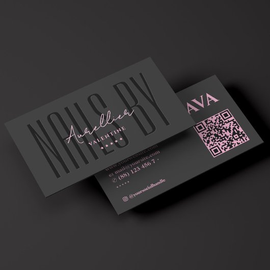 Carte De Visite Aesthetic Nail Tech Lashes Makeup Artist Pink Blac