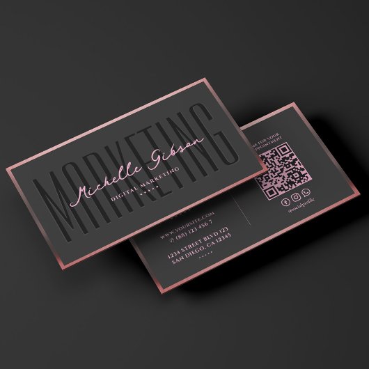 Carte De Visite Aesthetic Pink Black Marketing Professional 