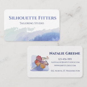 Carte De Visite Aesthétique Bleu Blanc Aquarelle