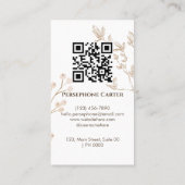 Carte De Visite Aesthétique Botanique Doré Floral Doux Beige Propr (Dos)