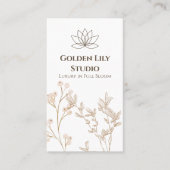 Carte De Visite Aesthétique Botanique Doré Floral Doux Beige Propr (Devant)