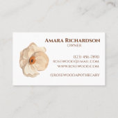 Carte De Visite Aesthétique Élégant Floral Soft Beige Professionne (Dos)