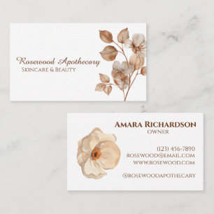 Carte De Visite Aesthétique Élégant Floral Soft Beige Professionne