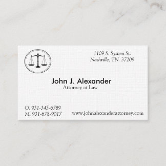Carte De Visite Affaires d'avocat, 3,5" x 2,0", blanc 100