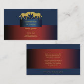 Carte De Visite Affaires de cheval lançant l'or bleu (Devant / Derrière)