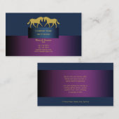 Carte De Visite Affaires de cheval lançant l'or pourpre bleu (Devant / Derrière)