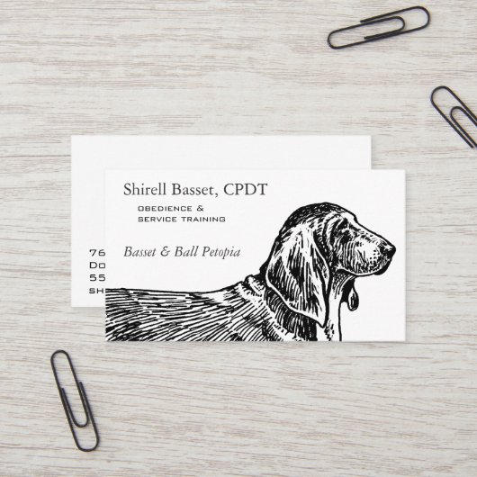 Carte De Visite Affaires de chien de Basset Hound (Devant/Arrière en situation)