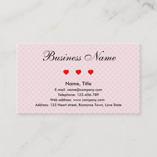 Carte De Visite Affaires de Romance (Devant)