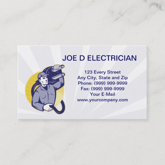 Carte De Visite affaires électriques de travailleur de monteur de (Devant)