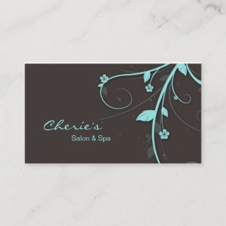 Carte De Visite Affaires florales de 311 de turquoise remous de