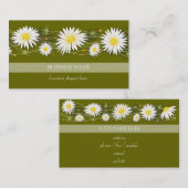 Carte De Visite Affaires foncées d'arrière - plan de marguerites (Devant / Derrière)