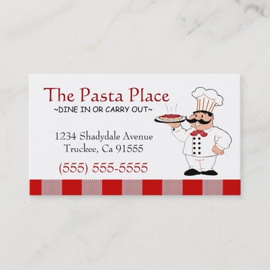 Carte De Visite Affaires italiennes de pizza du restaurant | (Devant)