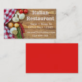 Carte De Visite Affaires italiennes de restaurant ou de (Devant / Derrière)
