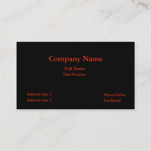 Carte De Visite Affaires noires et rouges carte-simples (Devant)