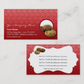 Carte De Visite Affaires rouges de desserts de damassé de velours (Devant / Derrière)
